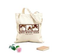 AILOONG Bolsos de lona de algodón para mujer Tipografía perfecta de la playa de Santa Mónica Tela de 340g/m² de grosor Material agradable para la piel