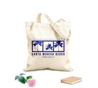 AILOONG Bolsos de lona de algodón para mujer Tipografía perfecta de la playa de Santa Mónica Tela de 340g/m² de grosor Material agradable para la piel