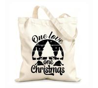 AILOONG Bolsos de lona de algodón para mujer un amor una navidad Tela de 12 oz de grosor Material agradable para la piel 35x40cm Grande