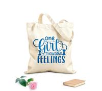 AILOONG Bolsos de lona de algodón para mujer Una chica con mil sentimientos y letras dibujadas a mano. Tela de 340g/m² de grosor Material agradable para la piel