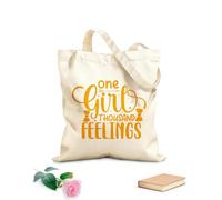 AILOONG Bolsos de lona de algodón para mujer Una chica con mil sentimientos y letras dibujadas a mano. Tela de 340g/m² de grosor Material agradable para la piel