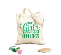 AILOONG Bolsos de lona de algodón para mujer Una chica con mil sentimientos y letras dibujadas a mano. Tela de 340g/m² de grosor Material agradable para la piel