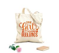 AILOONG Bolsos de lona de algodón para mujer Una chica con mil sentimientos y letras dibujadas a mano. Tela de 340g/m² de grosor Material agradable para la piel