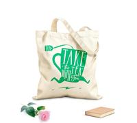 AILOONG Bolsos de lona de algodón para mujer Una taza de té estilo retro para tomar el té contigo. Tela de 340g/m² de grosor Material agradable para la piel