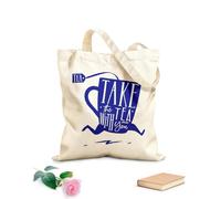 AILOONG Bolsos de lona de algodón para mujer Una taza de té estilo retro para tomar el té contigo. Tela de 340g/m² de grosor Material agradable para la piel