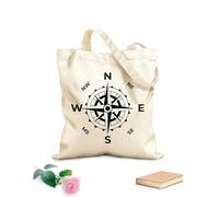 AILOONG Brújula redonda clásica Bolsa de tela con asa plana Tela de 12 oz de grosor Sustituye a la mochila escolar 31x36cm Mediano