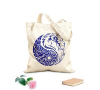 AILOONG Cabeza de león, rey, corona, símbolo Yin Yang, poder Bolsa de compras de lona de algodón Tela de 340g/m² de grosor Se usa como bolsa de regalo