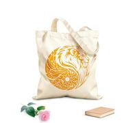 AILOONG Cabeza de león, rey, corona, símbolo Yin Yang, poder Bolsa de compras de lona de algodón Tela de 340g/m² de grosor Se usa como bolsa de regalo