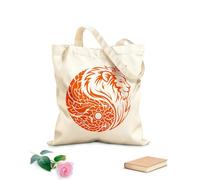 AILOONG Cabeza de león, rey, corona, símbolo Yin Yang, poder Bolsa de compras de lona de algodón Tela de 340g/m² de grosor Se usa como bolsa de regalo
