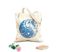 AILOONG Cabeza de león, rey, corona, símbolo Yin Yang, poder Bolsa de compras de lona de algodón Tela de 340g/m² de grosor Se usa como bolsa de regalo