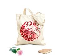 AILOONG Cabeza de león, rey, corona, símbolo Yin Yang, poder Bolsa de compras de lona de algodón Tela de 340g/m² de grosor Se usa como bolsa de regalo