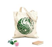 AILOONG Cabeza de león, rey, corona, símbolo Yin Yang, poder Bolsa de compras de lona de algodón Tela de 340g/m² de grosor Se usa como bolsa de regalo
