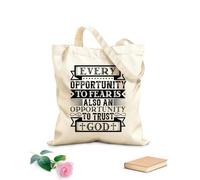 AILOONG Cada oportunidad de temer es también una oportunidad para confiar en el diseño de Dios. Bolsas reutilizables para la compra Tela de 12 oz de grosor Plegable 35x40cm Grande