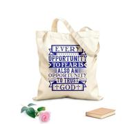 AILOONG Cada oportunidad de temer es también una oportunidad para confiar en el diseño de Dios. Bolsas reutilizables para la compra Tela de 340g/m² de grosor Plegable