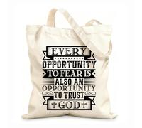 AILOONG Cada oportunidad de temer es también una oportunidad para confiar en el diseño de Dios. Bolsas reutilizables para la compra Tela de 12 oz de grosor Plegable 25x30cm Pequeño