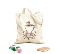 AILOONG café alto siempre se puede usar café Bolsa de tela con asa plana Tela de 340g/m² de grosor Sustituye a la mochila escolar