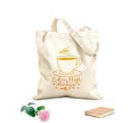 AILOONG café alto siempre se puede usar café Bolsa de tela con asa plana Tela de 340g/m² de grosor Sustituye a la mochila escolar