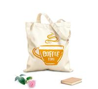 AILOONG Café dibujado a mano con cita sobre el café. Bolsa de lona con fondo reforzado Tela de 340g/m² de grosor Se usa como bolsa de regalo