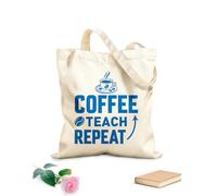 AILOONG café enseñar repetir diseño de café Bolsa de tela con asa plana Tela de 340g/m² de grosor Sustituye a la mochila escolar