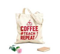 AILOONG café enseñar repetir diseño de café Bolsa de tela con asa plana Tela de 340g/m² de grosor Sustituye a la mochila escolar