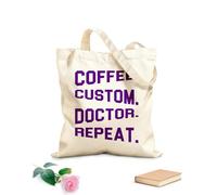 AILOONG café personalizado doctor repetir Bolsa de tela con asa plana Tela de 340g/m² de grosor Sustituye a la mochila escolar