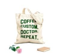 AILOONG café personalizado doctor repetir Bolsa de tela con asa plana Tela de 340g/m² de grosor Sustituye a la mochila escolar