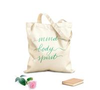 AILOONG Caligrafía con pincel, caligrafía mente, cuerpo y espíritu. Bolsa de lona con fondo reforzado Tela de 340g/m² de grosor Se usa como bolsa de regalo