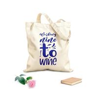 AILOONG Carta con cita de Working Nine To Wine Bolsos de hombro de lona de algodón Tela de 340g/m² de grosor Se usa como bolsa de herramientas