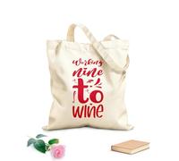 AILOONG Carta con cita de Working Nine To Wine Bolsos de hombro de lona de algodón Tela de 340g/m² de grosor Se usa como bolsa de herramientas