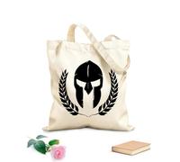 AILOONG Casco de guerrero espartano militar soldado griego Bolsa de compras de lona de algodón Tela de 12 oz de grosor Se usa como bolsa de regalo 31x36cm Mediano