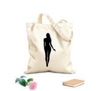 AILOONG Chica Bond, agente secreto, espía, mujer con pistola Bolsa de compras de lona de algodón Tela de 12 oz de grosor Se usa como bolsa de regalo 35x40cm Grande