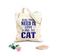 AILOONG Cita de animales y que dice que todo lo que necesitas es amor y un póster de gato. Bolsa de lona para vino Tela de 340g/m² de grosor Combina con la ropa