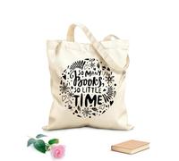 AILOONG Cita de la biblioteca Tantos libros tan poco tiempo Ratón de biblioteca Bolsa de lona Tela de 12 oz de grosor Sustituye a la mochila escolar 35x40cm Grande