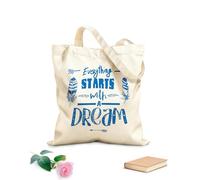 AILOONG Cita de motivación: Todo comienza con sueños. Bolsa de lona sin blanquear Tela de 340g/m² de grosor Se usa como bolsa de herramientas