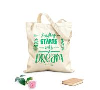 AILOONG Cita de motivación: Todo comienza con sueños. Bolsa de lona sin blanquear Tela de 340g/m² de grosor Se usa como bolsa de herramientas