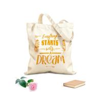 AILOONG Cita de motivación: Todo comienza con sueños. Bolsa de lona sin blanquear Tela de 340g/m² de grosor Se usa como bolsa de herramientas
