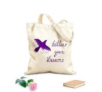 AILOONG Cita de pájaro Vuelo Sigue tus sueños Estrellas Bolsa de lona sin blanquear Tela de 340g/m² de grosor Se usa como bolsa de herramientas