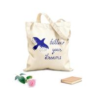 AILOONG Cita de pájaro Vuelo Sigue tus sueños Estrellas Bolsa de lona sin blanquear Tela de 340g/m² de grosor Se usa como bolsa de herramientas