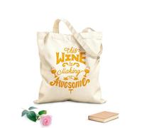 AILOONG Cita de vino: esto me hace increíble. Bolsa de lona con fondo reforzado Tela de 340g/m² de grosor Se usa como bolsa de regalo