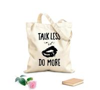 AILOONG Cita Hablar menos Hacer más atractivo Chica Labios Piercing Bolsa de lona sin blanquear Tela de 12 oz de grosor Se usa como bolsa de herramientas 35x40cm Grande