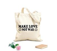 AILOONG Cita hippie Paz Pacifismo Bolsa de lona sin blanquear Tela de 12 oz de grosor Se usa como bolsa de herramientas 25x30cm Pequeño