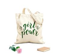 AILOONG Cita inspiradora de feminismo con caligrafía de pincel moderna sobre el poder femenino Bolsa de lona con fondo reforzado Tela de 340g/m² de grosor Se usa como bolsa de regalo