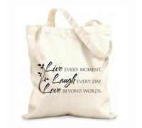 AILOONG Cita inspiradora: Vive, ríe, ama Bolsa de lona sin blanquear Tela de 12 oz de grosor Se usa como bolsa de herramientas 31x36cm Mediano