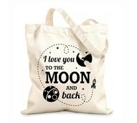 AILOONG Cita Te amo hasta la luna y más allá Bolsa de lona para vino Tela de 12 oz de grosor Combina con la ropa 25x30cm Pequeño