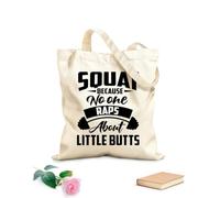 AILOONG Citas de gimnasio Sentadillas Porque Nadie Rapea Sobre Bolsos de hombro de lona de algodón Tela de 12 oz de grosor Se usa como bolsa de herramientas 35x40cm Grande