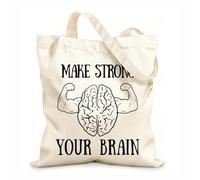 AILOONG Citas inspiradoras para fortalecer tu cerebro Bolsos de calicó para mujer Tela de 12 oz de grosor Plegable 25x30cm Pequeño