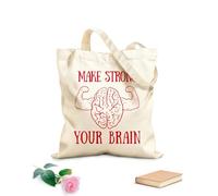 AILOONG Citas inspiradoras para fortalecer tu cerebro Bolsos de calicó para mujer Tela de 340g/m² de grosor Plegable