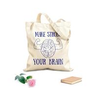AILOONG Citas inspiradoras para fortalecer tu cerebro Bolsos de calicó para mujer Tela de 340g/m² de grosor Plegable