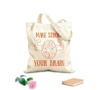 AILOONG Citas inspiradoras para fortalecer tu cerebro Bolsos de calicó para mujer Tela de 340g/m² de grosor Plegable