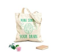 AILOONG Citas inspiradoras para fortalecer tu cerebro Bolsos de calicó para mujer Tela de 340g/m² de grosor Plegable